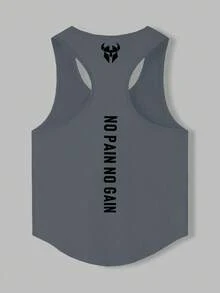 GymBeat Men's Muscle Print Fashionable Sleeveless Tank Top - Dark Grey - View 2