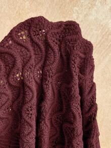 Soleia 女士亮片流苏镂空性感吊带针织连衣裙 - 酒紅色 - 查看 6