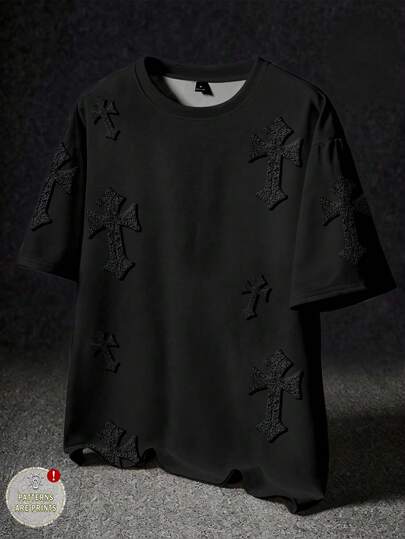 男童休闲舒适简约圆领短袖T恤，经典十字印花