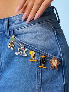 LOONEY TUNES X SHEIN 5pcs Cute Cartoon Zinc Alloy Brooch Pins Set,Bag Charm Ornament,Suitable As Gift, Collection, Memorabilia,Tweey&Bunny Bugs ,Unisex,Versatile - Nhiều màu - Xem 2