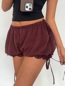 Aloruh Women's Solid Color Casual Girlisim Bud Shorts Shorts For Women Golf Pastal Summer - Brown - View 4