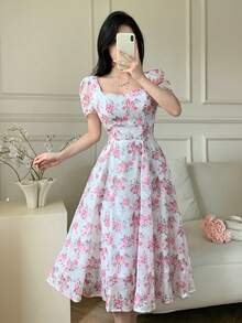 Feyla Elegant Romantic Floral Print Dress For Women - Multicolor - View 7