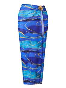 Swim Oasis Plus Size One-Piece Swimsuit With Floral Print And Mesh Skirt, Elegant & Fashionable European And American Style - Multicolor - View 4