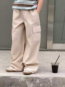 DAZY Tween Boys' Solid Color Cargo Style Loose Fit Casual Pants - Khaki - View 7