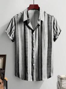 NEOREFINED Men's Color Block Single-Breasted Casual Versatile Daily Wear Short Sleeve Shirt - Multicolor - View 3
