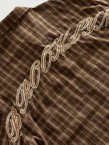 ROMWE MEN Street Life 男士格子字母印花单排扣休闲百搭日常衬衫 - 彩色 - 查看 5