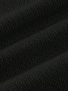 EMERY ROSE New Vintage Romantic Vacation European And American Style High-End Design Square Neck Backless Sexy Bombshell Soft Beige Knit Fitted Mid-Length Dress With Delicate Ruffle Hem, Sleeveless, Casual Wear; Minimalist Solid Color Personalized High-Waist Bodycon Party Cocktail Knit Sweater Dress For Women - Black - View 13