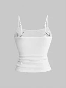 ROMWE Avant Women's Retro Casual Ladybug Embroidered All-Match Camisole - Dark Grey - View 2