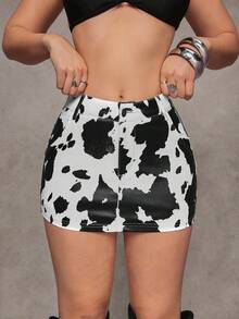 Jeanoix Y2K 女士带口袋涂层紧身迷你裙 - 黑與白 - 查看 4