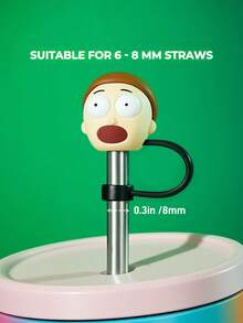 Rick and Morty X SHEIN 1 cái / 4 cái nắp đậy ống hút chống bụi, có thể tái sử dụng, phù hợp với ống hút có đường kính từ 6-10 mm. - Nhiều màu - Xem 2