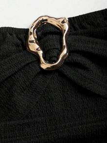 Sweetra Đầm nữ mùa xuân/hè mới, kiểu dáng vintage, gợi cảm, ôm sát, khoét eo, cổ yếm, thanh lịch, đa năng, thoải mái, thích hợp cho tiệc tùng, thường ngày, màu nâu. - màu đen - Xem 6