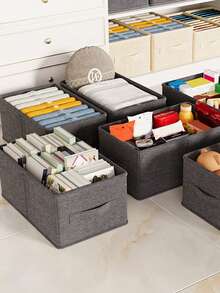 Gray Fabric Folding Underwear And Bra Storage Box, Home-Use Washable Laundry Cabinet Organizer - Grey - View 2