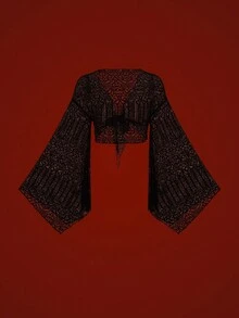 Women's Fashionable Black Semi-Sheer Lace Sexy Blouse - Black - View 3