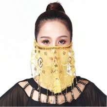 New Dance Performance Costume Accessories, Floral Gauze Veil & Face Mask For Belly Dance - Multicolor - View 5