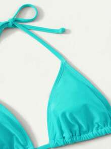 Swim Basics Bikini de unicolor para vacaciones en la playa - Azul menta - Ver 5