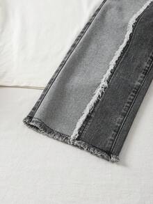 SHEIN Explorewe Young BoyPersonalized Street Versatile Bottom Patchwork Design Distressed Jeans - Black - View 4