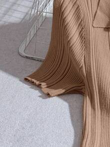 Franclia Women's Solid Color Short Sleeve Knit Dress Women Dress Pin For Dress Latest Dress High Quality Dress Work Dresses For Women Office Dresses For Ladies Casual Dress For Women Women's Dress Formal Wear Elegant Classy Dress Polo Dress For Women - Khaki - View 7