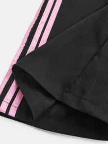 Tween Girls' Black & Pink Ribbon Loose Pants, Versatile Daily Wear, Spring/Summer New Arrival - Black - View 3