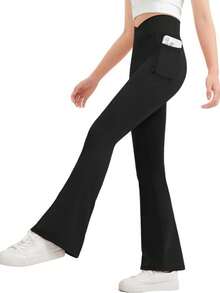 K-Vae Women's Solid Color Minimalist Everyday Pocket Criss-Cross Waist Pants - Black - View 3