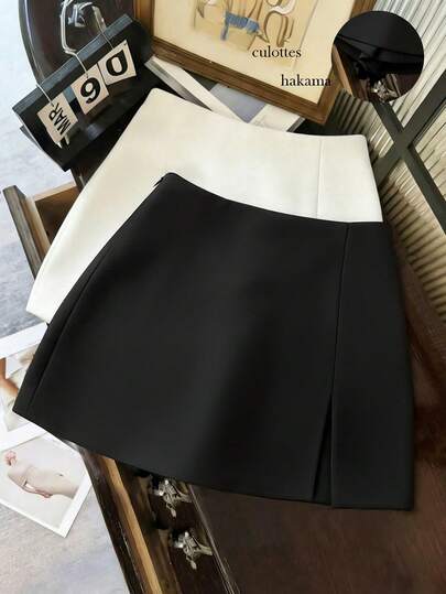 Franclia Falda de unicolor elegante, adecuada para negocios, viajes, estilo vintage romántico, casual de calle, citas, cenas, vacaciones y reuniones. Diseño con abertura lateral a la moda y sexy para primavera y verano