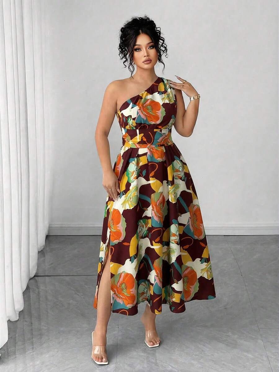 Elenzga 大码女士优雅蓝白碎花针织长裙,适合返校、毕业、情人节、音乐派对、婚礼季、户外旅行等场合。飘逸碎花连衣裙、棕色碎花连衣裙、女士各种场合连衣裙、最新款连衣裙、单肩连衣裙、非洲印花连衣裙、时尚连衣裙、女士碎花中长连衣裙、优雅碎花连衣裙、无袖碎花连衣裙、印花夏季连衣裙、女士碎花连衣裙、碎花连衣裙 - 酒紅色 - 查看 1