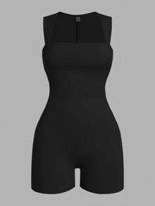 SHEIN EZwear 3件套无袖修身连体裤 - 藍色 - 查看 5