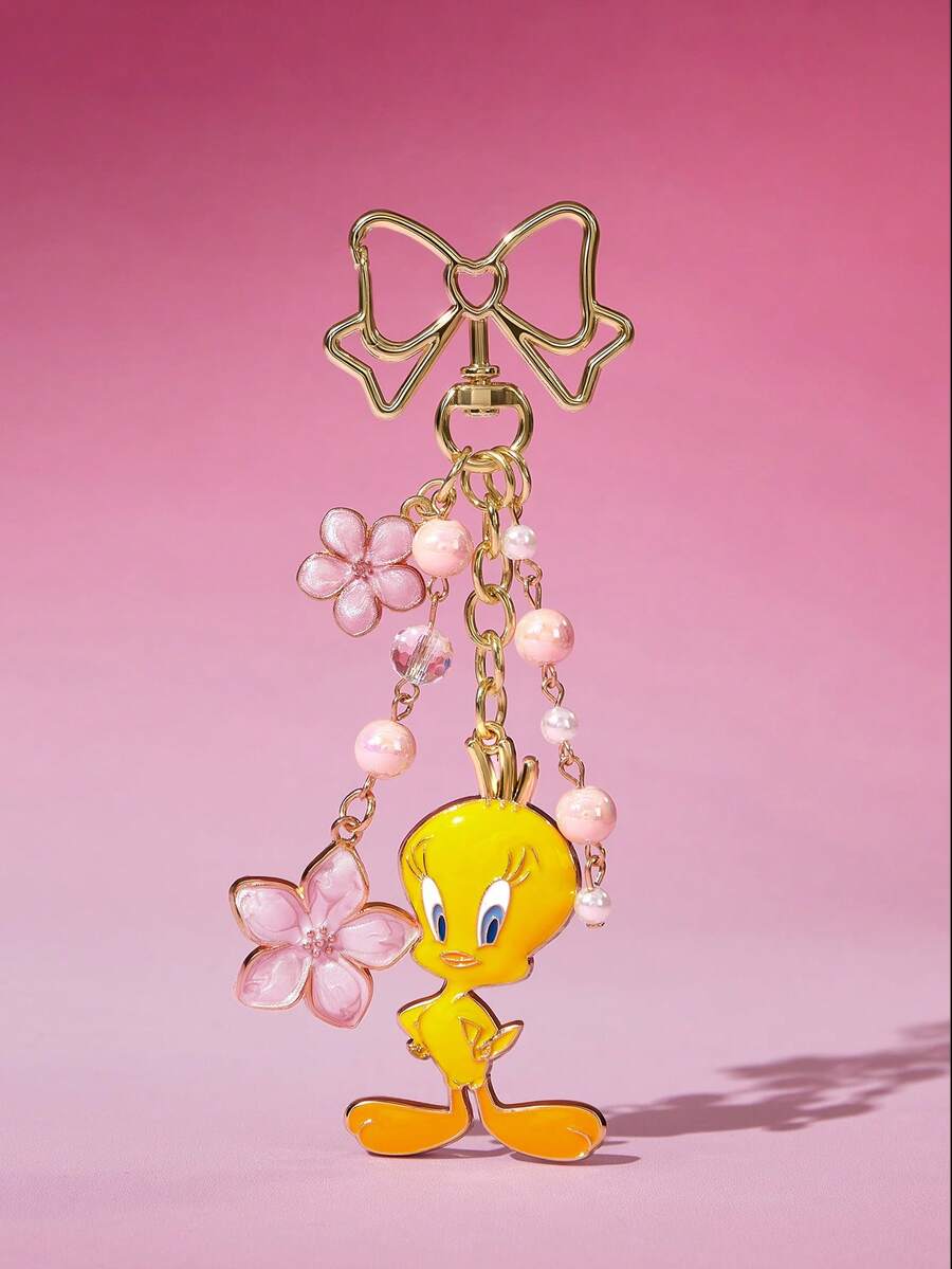 LOONEY TUNES X SHEIN Cute Cartoon Tweety Zinc Alloy Bag Charms,Bow Knot Keychain, Flowers Pendants, Souvenirs, Collectibles, For Gifts, Wallets, School Bags, Backpacks,Car Accessories - Nhiều màu - Xem 1