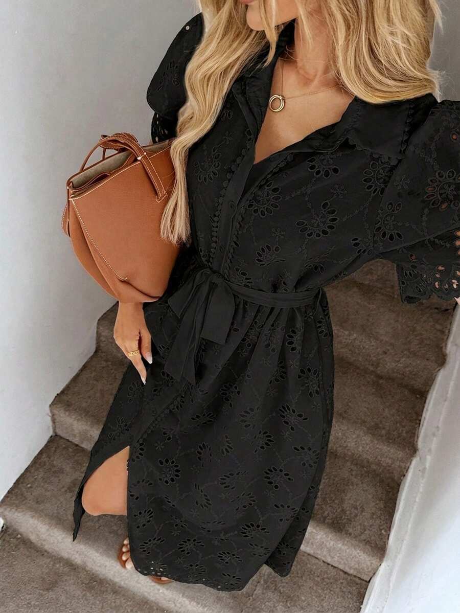 Easowa Áo khoác cardigan cổ thêu hoa nữ kiểu dáng thường ngày, đầm ren đen, đầm boho đen, đầm đi nghỉ mát đen, đầm đen, trang phục thanh lịch cho nữ, đầm nữ, đầm ren tay dài cho nữ, trang phục mùa đông cho nữ, quần áo đi nghỉ mát cho nữ, đầm cao cấp, đầm đen cho nữ, đầm thường ngày cho nữ, đầm mới về cho nữ, đầm thường ngày - màu đen - Xem 1