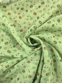 INAWLY Áo thun nữ tay ngắn họa tiết hoa nhí, kiểu dáng thường ngày, cài cúc. - Nhiều màu - Xem 5