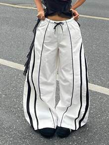Coolane Quần ống rộng phối màu dành cho nữ, thích hợp cho các buổi hòa nhạc, đi chơi, dạo phố mùa xuân và hè. - trắng - Xem 6