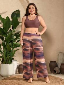 Swim Mulvari Plus Size Modest Middle Eastern Style Swimwear, Full Coverage Swimwear Set - Brown - View 3
