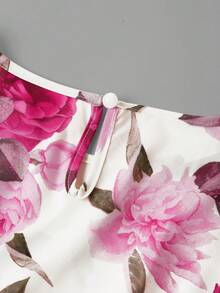 Ellevyn A-Line Waist Cinched Romantic Floral Print Dress  Summer Vacation Outfits Women Going Out Outfits - Coral Pink - View 4