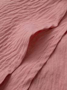 Breezaya 女士纯色V领休闲百搭日常短袖衬衫 - 粉色 - 查看 6