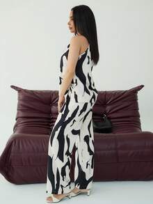 Milla Jasmine 女士印花褶皱吊带背心套装，适合度假和日常穿着，优雅迷人 - 彩色 - 查看 4