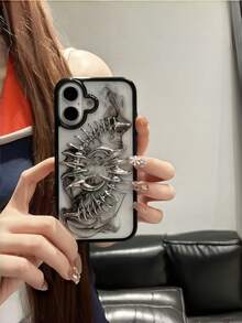 3D Metal Fishbone Case - Clear Soft Silicone Cover With Punk Style Camera Protection For 17-11 Pro Max - Double Fishbone - View 6