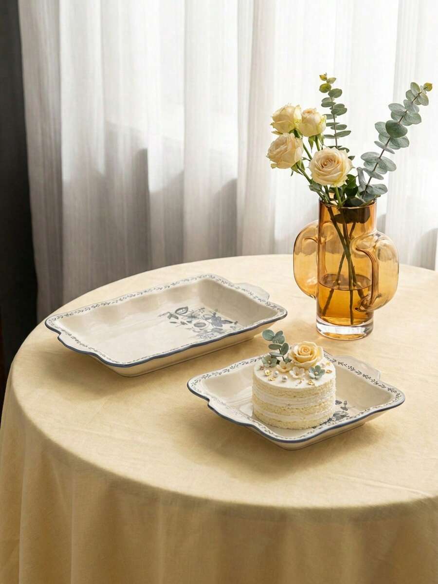 Cirelle Fuente de horno de porcelana con estampado floral vintage - Vajilla de cerámica para hornear y servir, menaje de cocina elegante - Multicolor - Ver 1