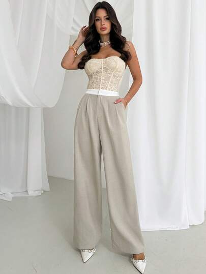 Firerie Pantalones de traje casuales y elegantes con empalme en la cintura, adecuados para el trabajo y el transporte