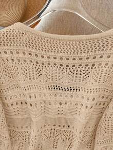 Franclia New Solid Color Hollow Crochet Lace Lightweight Cardigan, Versatile Outerwear For Women - Khaki - View 4