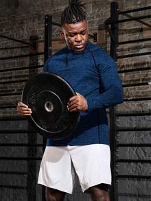 Gym Rark Men's Plus Size Stand Collar Long Sleeve Sports T-Shirt - Blue - View 4