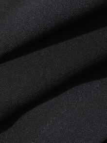 Dazy Plus Plus Size Solid Color Loose Straight Leg Casual Black Pants, All Season Summer - Black - View 3