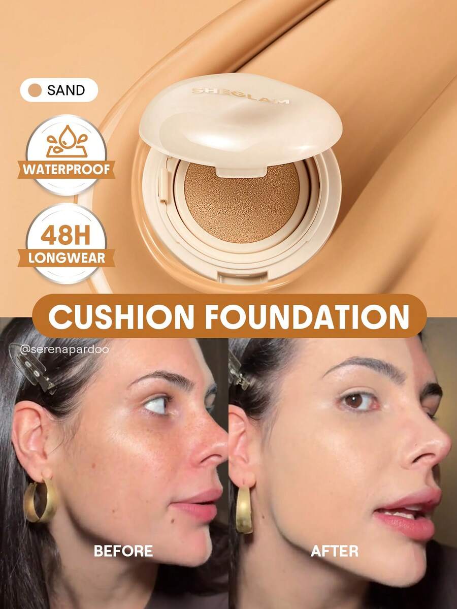 Lock & Go Long-Lasting Cushion Foundation-Sand Brand Beauty Makeup Face Paint Cosmetic For Women Girls Perfect For Spring Summer Ideal For Y2K Fancy Fashion Suitable For Birthday Mother'S Day Gift Rave Party Ready Best Color - Sand - View 1