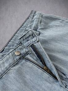 Manfinity EMRG Men's Casual Washed Denim Shorts, Summer - Blue - View 6