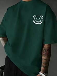 Manfinity Dauomo 男士简约印花圆领短袖T恤，夏季 - 彩色 - 查看 2