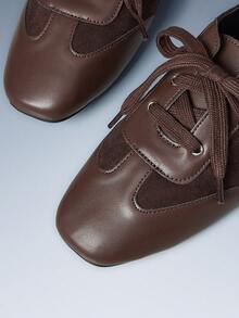 CUCCOO GRLICON Women's Lace-Up Design Casual Everyday Versatile Loafers - Coffee Brown - View 3