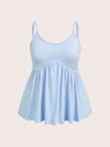 SHEIN EZwear 2 chiếc áo hai dây dáng babydoll đơn giản, màu trơn, thích hợp mặc mùa hè cho nữ, kiểu dáng thường ngày đi làm. - Màu xanh lam - Xem 5