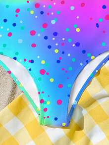 渐变印花，海滩度假风，少女休闲简约吊带连体泳衣，适合夏季休闲度假，#Coconutgirl - 彩色 - 查看 6