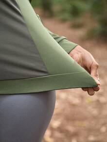 In My Nature Women's Contrast Color Raglan Sleeve Zipper Partial Placket Cycling Jersey Hiking Tops For Women - Green - View 8