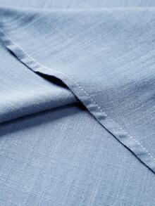 Manfinity Homme 男士夏季纯色半扣衬衫 - 淺藍色 - 查看 5