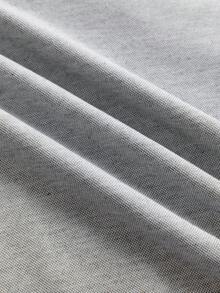 Camisa polo de manga corta con estampado de escudo a rayas para hombre, de verano - Gris - Ver 7