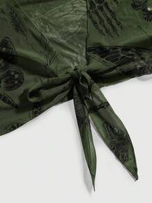 ROMWE Goth 哥特复古飞蛾骨架棕榈蝴蝶日月星辰植物性感大码女式开衫 - 綠色 - 查看 5